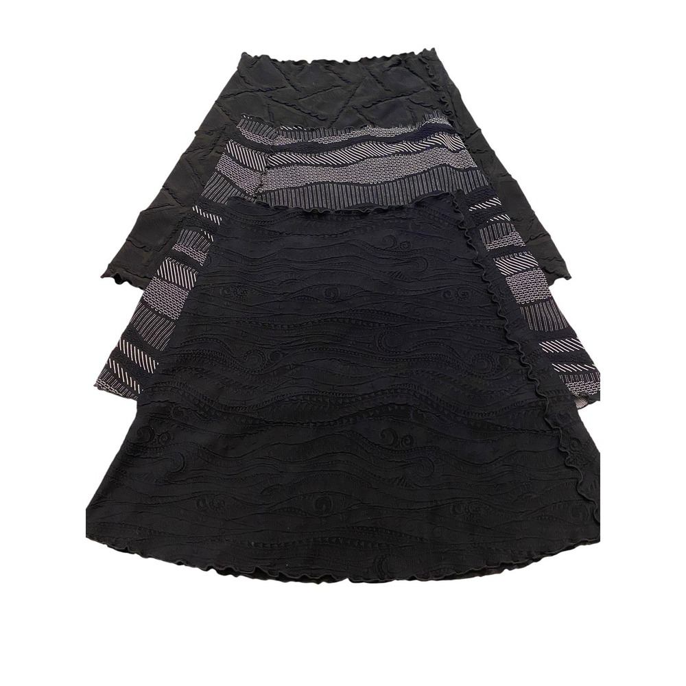 Lot of 3 Haystacks Skirts XL Black Gray Patterned Textured Stretch Lettuce Hem
